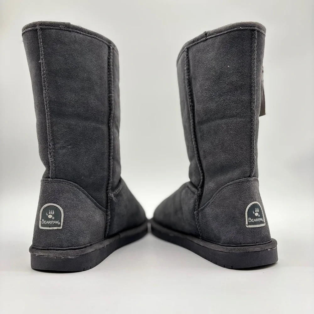 Bearpaw Elle Tall Gray Suede Winter Boots Womens 11‎ Wool Blend Lining NeverWet